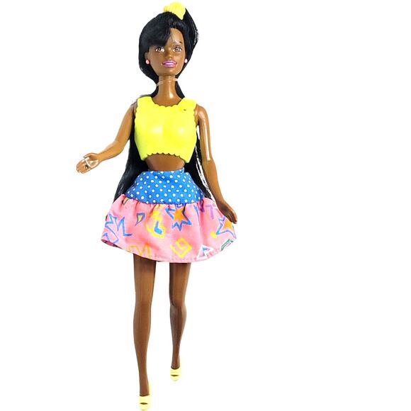 Vintage 1991 Mattel Snap N Play Barbie African American Doll #3556 Redressed - Picture 3 of 15